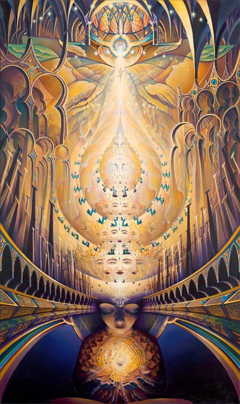 DMT is the doorway to the intensely personal temple of our own sacredness.  (Art by Michael Divine)