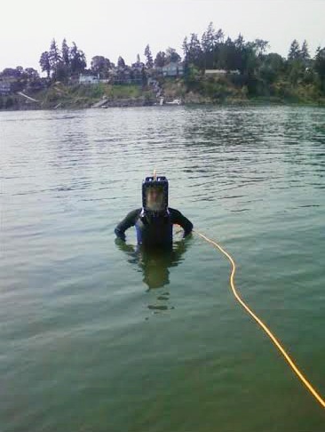 Alex diving in the lake